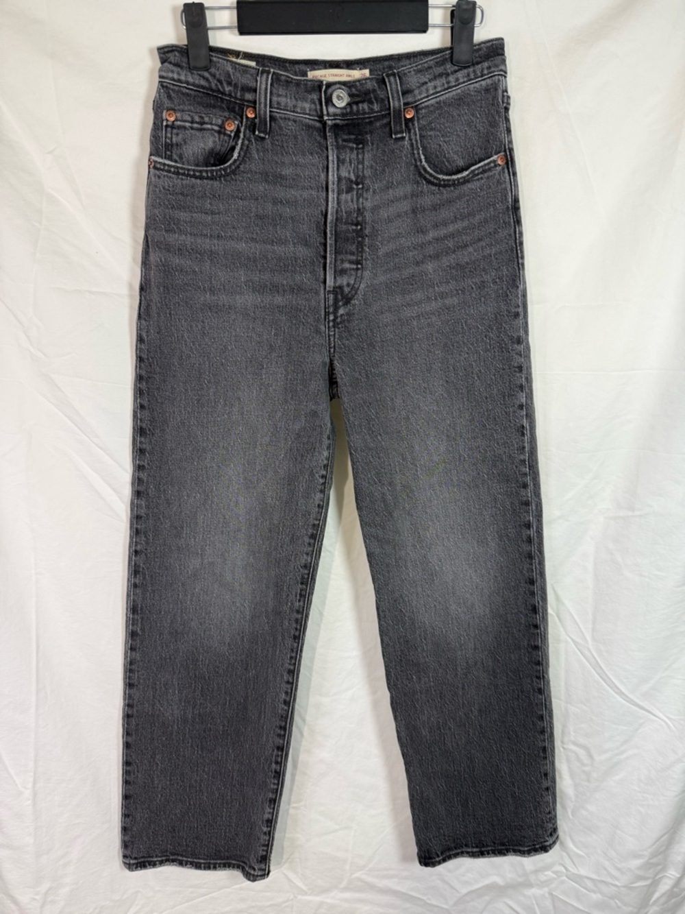 Levi’s Ribcage Straight Ankle‎ Jeans 26 High Rise Black Denim